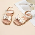 thumbnail image 6 of LNMQLPDBS Toddler Girl Summer Shoes Little Child Soft Bottom Non-Slip Color Block Bow Decoration Sandals Comfort Flat Princess Shoes Girls Sandals Size 12 Dress Shoes for Flower Girl, 6 of 9