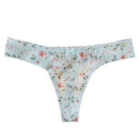 Fulorrnie Lace Trimmed Floral Sheer Thong Underwear Seamless Low Rise Women s Panties Breathable Mesh Design  Light Green  One Size