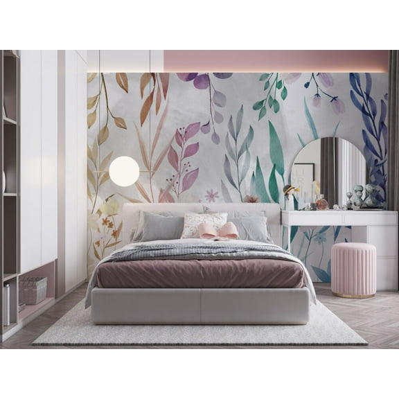 Muravie Colorful Watercolor Effect Leaves Wallpaper