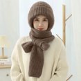 thumbnail image 3 of Qepwscx 2pc Women One Pieces Slouchy Fleece Beanie Hats Scarf Mask Warm Winter Knitted Hat Thick Skull Ski Cap ,Ski Mask,Windproof Hooded Scarf Cold Weather Hat Neck Warmer Face Cover Hat Cap Scarf, 3 of 7