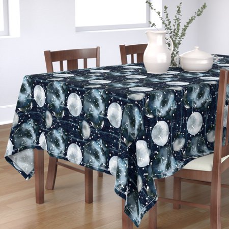 

Cotton Sateen Tablecloth 70 x 90 - Star Astrology Zodiac Sun Sign Constellations Celestial Night Midnight Print Custom Table Linens by Spoonflower