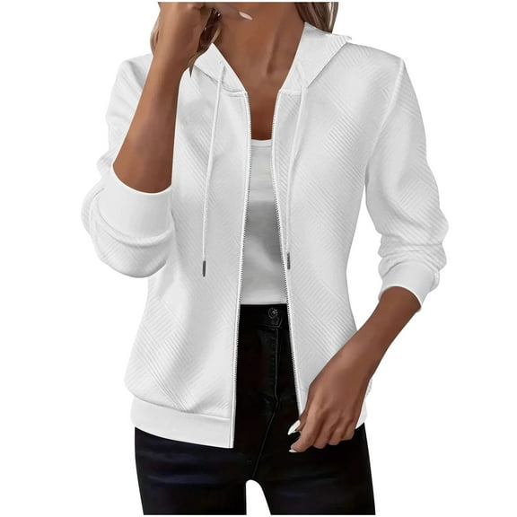 Plebaso Womens Zip up Hoodies Long Sleeve Sweatshirt Jacket Hooded Drawstring Casual Loose Outerwear