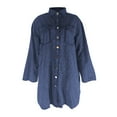 Ruyang Women's Ripped Long Denim Jacket Casual Button Down Hem Shirts