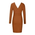 thumbnail image 4 of Vêtements d'Été pour Femmes Mode Tricot Taille Haute Col en V Manches Longues Robe Vêtements Robe Longue avec Manches Robe d'Été Sexy, 4 of 10