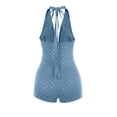 thumbnail image 6 of Women's Halter Deep V Neck Backless Polka Dot Romper Bodycon Short Party Jumpsuit Outfit, 6 of 7