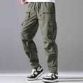 thumbnail image 5 of BVnarty Men's Solid Multi Zipper Pocket Sports Pants Elastic Waist Inner Drawstring Functional Pockets Long Trousers for Outdoor Athletic Activity Green L, 5 of 9