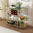 thumbnail image 3 of O&K FURNITURE Modern Glass Bar Cabinet, 43’’ Freestanding Wine Rack Table, Liquor Buffet Table, Gold, 3 of 8