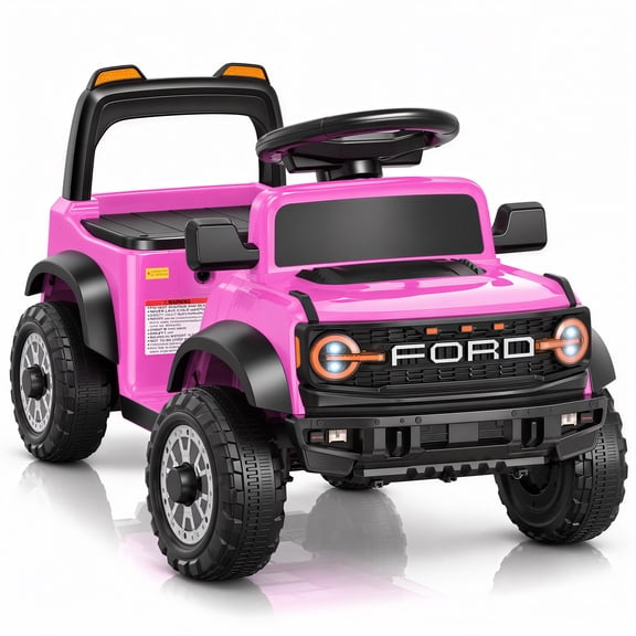 12V Licensed Ford Bronco Raptor Powered Ride on Toy Cars, Kids Electric Car for Toddlers with Music, LED Lights, Horn, Ages 2 , Pink