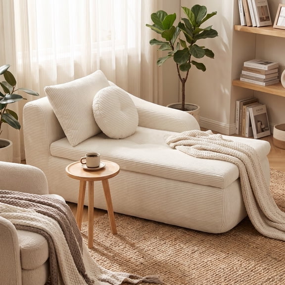 Jivora 66" Couch with Chaise, Chaise Lounge Sofa with Cushioned Seat, Corduroy
