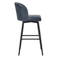 thumbnail image 3 of CHITA 30" Swivel Upholstered Counter Bar Stools Set of 2 with Back & Metal Legs, Faux Leather in Navy Blue, 3 of 7