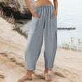 thumbnail image 2 of HAiming Women Capri Pants Drawstring Elastic High Waisted Cropped Pants Straight Leg Lounge Trousers with Pockets, 2 of 6