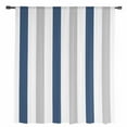 thumbnail image 2 of Navy Blue Striped Semi Sheer Curtains Drapes for Living Room,Bedroom,French Doors Window 63 Inches Long,Geometric Grey White Vertical Stripes Rod Pocket Chiffon Curtain Drapery Voile Draperies Panel, 2 of 6