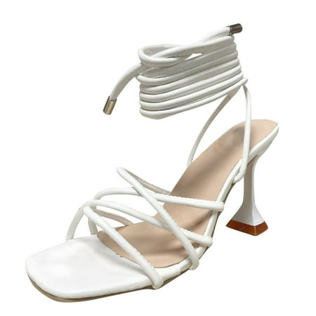 

WANYNG Fashion Spring And Summer Women Sandals High Heeled Straps Sexy Casual Style Large Size Puff Slides Women Thick Strap Sandals for Women