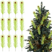 12 Pcs Christmas Tree Topper 16'' Lime Green Curly Tree Picks with Red Ball Xmas Artificial Green Stems for Christmas Home Wreath Craft Decoration Supplies （B）