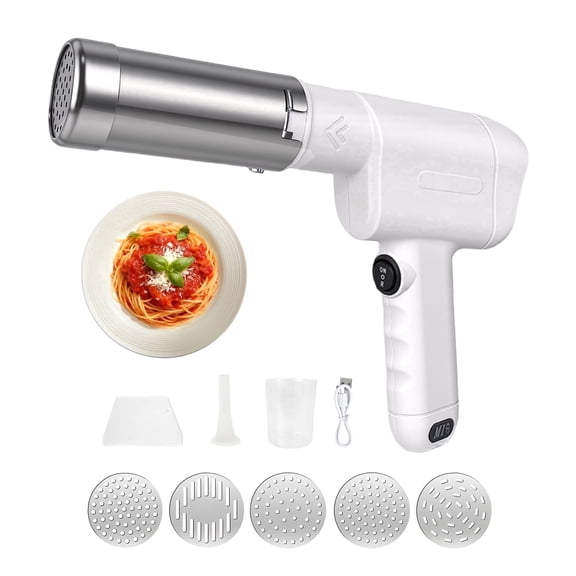 M Buder Electric Pasta Maker, Automatic Cordless Pasta Machine, Homemade Noodle Maker for Kitchen,5 Replaceable Stainless Trays, Cutting Machine