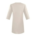 thumbnail image 6 of Wutalume Womens Tops with 3/4 Sleeve, Solid Color V-Neck Tunic with Pockets, Mid-Length Top for Minimalist and Everyday Outfits,Beige 3XL, 6 of 7