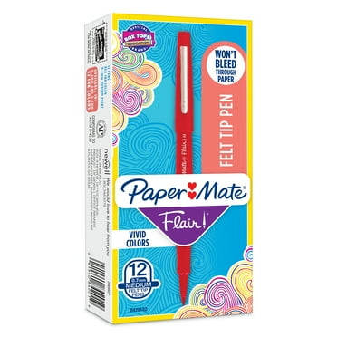 Paper Mate Flair Felt Tip Pens, Medium Point (0.7 mm), Red, 12 Count