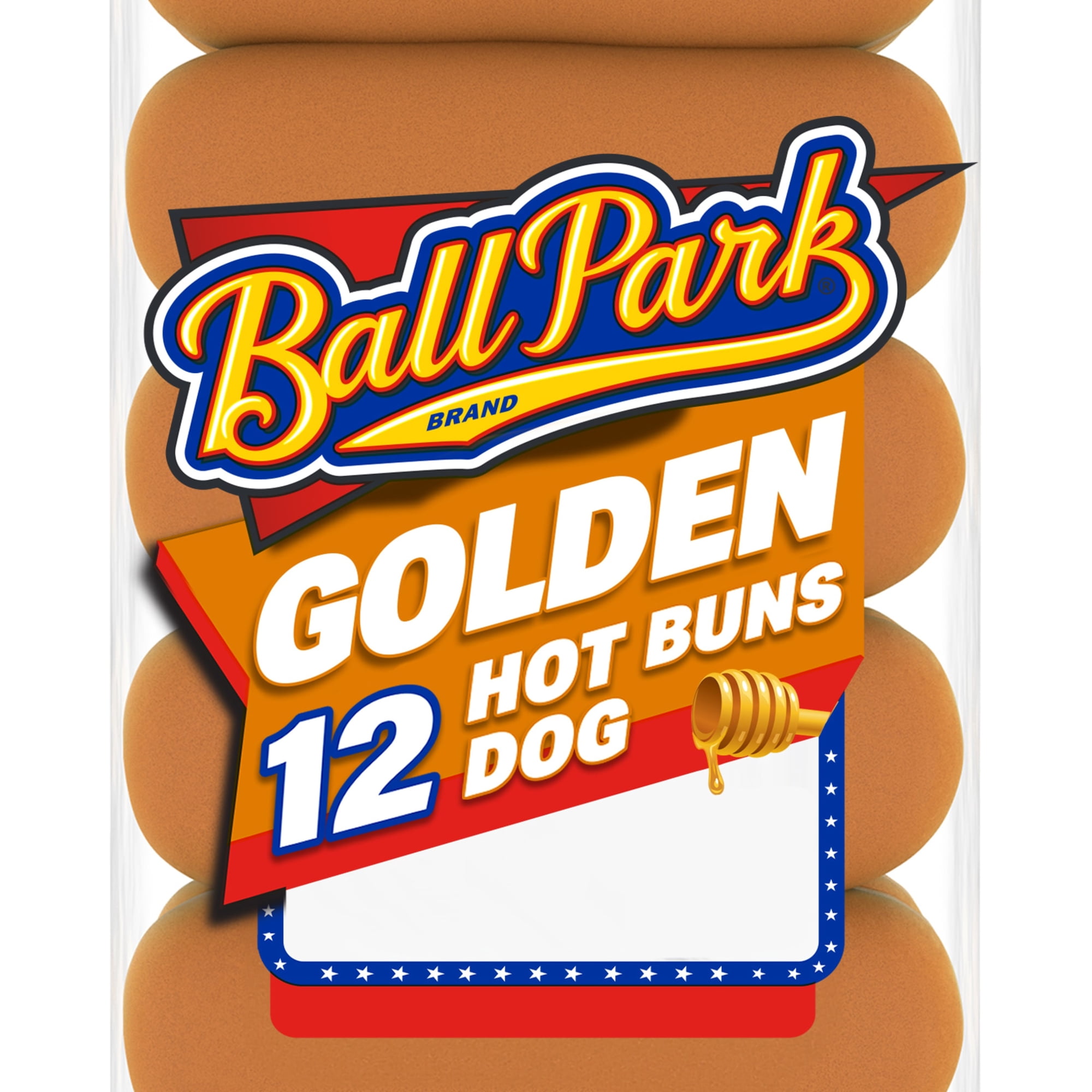 Ball Park Golden Hot Dog Buns, 12 count, Honey Pre-sliced Hot Dog Buns, 20 oz Bag