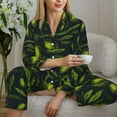 thumbnail image 4 of Goofa Green Branch Olive Printed Women’s 2 Piece Pajama Set Super,Pajamas Women's Long Sleeve Sleepwear Soft Button Down Loungewear Pjs Lounge Set Nightwear-Small, 4 of 9