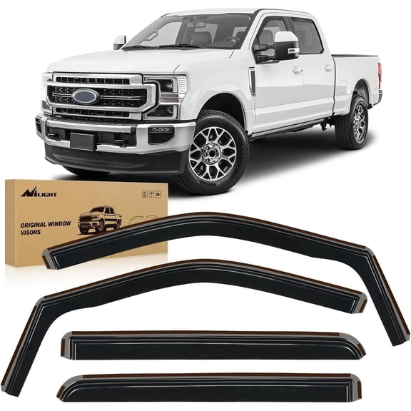 Nilight Vent Window Visors for Ford F250 F350 F450 F550 Super Duty Crew Cab 2017 2018 2019 2020 2021 2022 2023 2024, in-Channel Rain Guards, Original Window Deflectors-4PCS