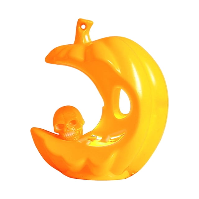 Halloween Pumpkin Light, Electronic Candle Lantern, Decorative Skull Candlestick Orange