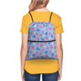 thumbnail image 5 of Wukai Strawberry And Flowers Waterproof Drawstring Backpack with Zipper Pocket,Large Foldable Gym Bag for Women and Men, Perfect for Sports, Yoga, and Travel, 5 of 8