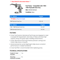 thumbnail image 2 of Fuel Pump - Compatible with 1980 - 1989 Plymouth Gran Fury 1981 1982 1983 1984 1985 1986 1987 1988, 2 of 2