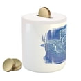 thumbnail image 2 of Hamsa Piggy Bank, Abstract Ornamental Hand Drawn Delicate Details ism Art, Ceramic Coin Bank Money Box for Cash Saving, 3.6" X 3.2", Blue White, by Ambesonne, 2 of 4