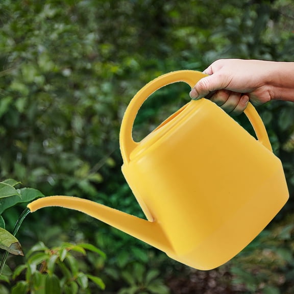 Christmas Items! Hilingoto Watering Can Indoor Plants, 4L Long Spout Watering Pot for Outdoor Garden, Plastic Watering Can for Houseplants, Flowers, Yellow