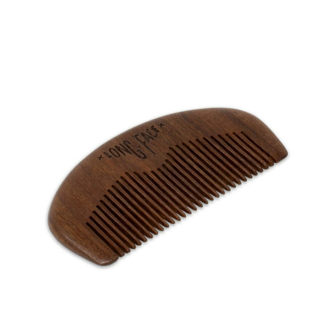 Peine de madera para barba y bigote de caballero de cara larga, perfecto para bálsamos y aceites, tamaño de bolsillo antiestático para todo tipo de barbas.