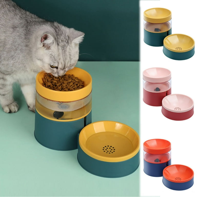 Elevated Dog Food Water Bowl - Raised Dog Bowls with Stand Non Skid -  Double Dog Feeding Bowl Set with Splash Proof Guard - Ceramic Pet Dish for  Small