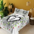 thumbnail image 3 of Ambesonne Saying Fitted & Top Sheet Set with Shams, Romantic Bird, Black Green Pink, 3 of 5