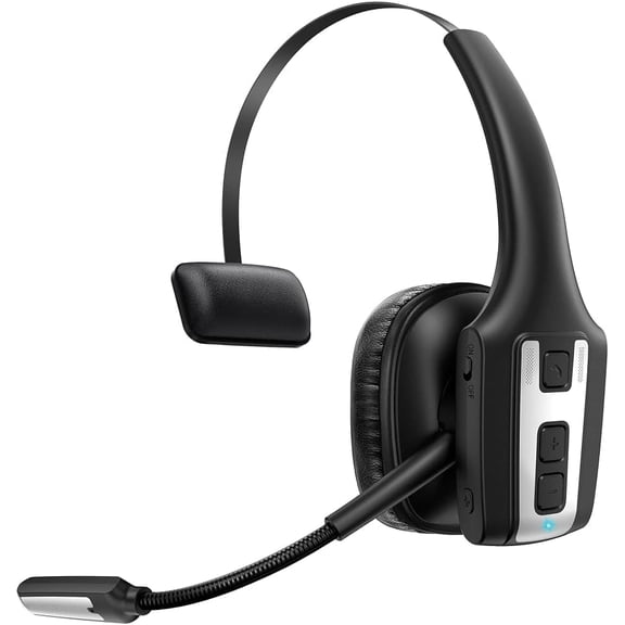Bluetooth Wireless Headphones Noise Canceling Over Head Trucker Bluetooth Headset with Mic, Adjustable Lightweight Headband,55 Hrs