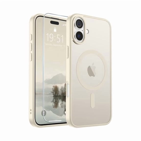 Eryueer Magnetic for iPhone 16 Plus Case Slim Translucent Matte Shockproof with Anti-Fingerprint Phone Case,Antique White