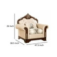 thumbnail image 5 of Catie Accent Chair- Beige Rolled Arms- Nailhead- Cherry Brown Solid Wood, 5 of 5