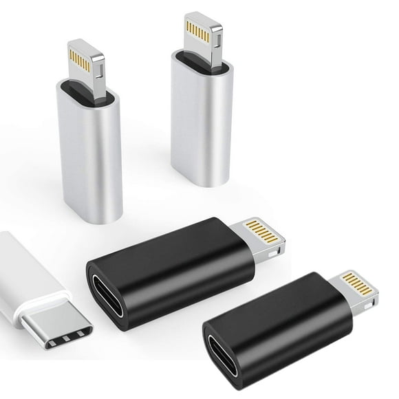 4 Pcs USBC Female to Lightning Male Adapter for iPhone 13/12/8 X XR/XS/SE/7Plus/Pro Max Ipad Air Mini Type Compatible with Charging Support Data Transmission Connect Charger Connector Cable Converter