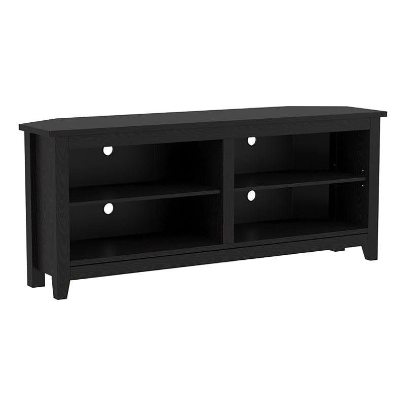 Pemberly Row Transitional Wood Corner TV Stand for TVs up to 58" in