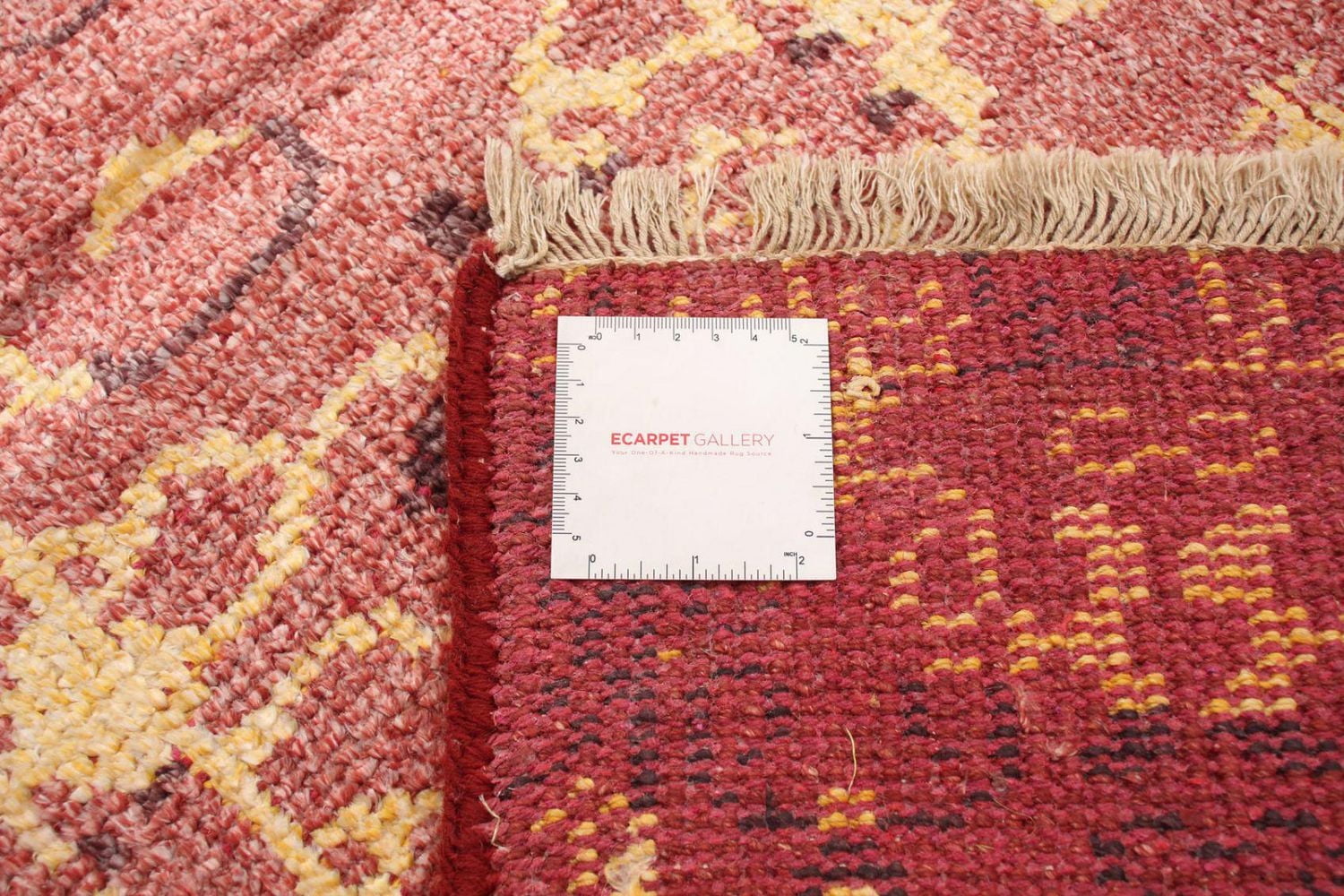 ECARPETGALLERY 5'1" x 7'10" Bordered Jules Oushak Hand-knotted Area Rug for Living Room, Dining Room and Bedroom in Red