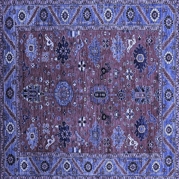 Ahgly Company Machine Washable Indoor Square Oriental Blue Traditional Area Rugs, 3' Square