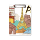 thumbnail image 1 of Francia Paris Torre Eiffel acuarela Portapapeles Carpeta de escritura Placa de soporte A4, 1 of 4