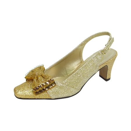 

Floral Women s Megan Extra Wide Width Glitter Bow Slingback