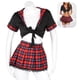 thumbnail image 1 of Conjunto de cosplay de lencería de colegiala para mujer, conjunto de lencería sexy, disfraces de estudiantes, falda a cuadros de juego de rol JK con top corto, 1 of 7