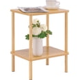 thumbnail image 6 of 2 Tier End Table with Storage Shelf, Small Side Table with Solid Wood Legs, Boho Nightstand for Bedroom, Living Room, Farmhouse, Easy Assembly, 6 of 6