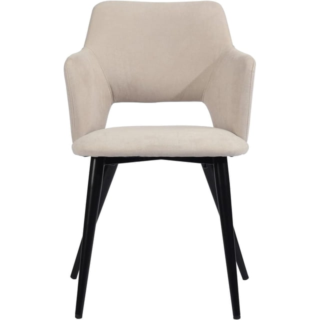 Juego de muebles caseros de 2 sillas de comedor modernas, asiento tapizado con respaldo de diseño retro, patas metálicas estables, sillas de cocina y sala de estar.,Beige Claro