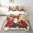 thumbnail image 2 of Manfei Cute Christmas Reindeer 7-Piece Twin Bedding Sets,Rustic Xmas Flower Bedding Comforter Set,Red Green Beige Sheet Sets For Adults,Microfiber Bedroom Decor Reversible, 2 of 8