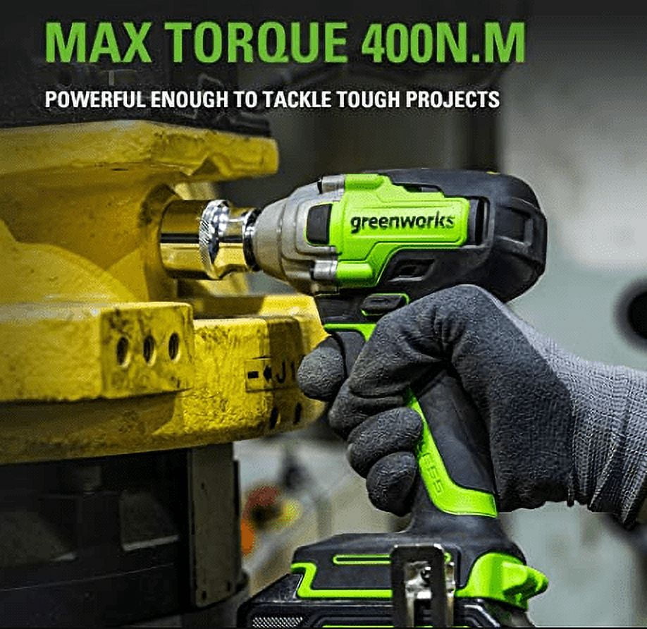 Greenworks 24V 1/2" Cordless Battery Impact Wrench w/ Battery & Charger