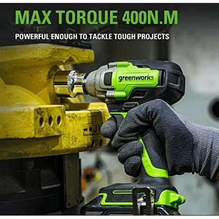 Greenworks - 24 Volt 1/2” Brushless Cordless Impact Wrench with 2Ah Battery and Charger - Green