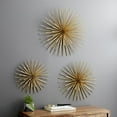 thumbnail image 3 of DecMode Contemporary Gold Metal 3D Starburst Wall Décor, Set of 3 16", 20", 24"D, 3 of 12