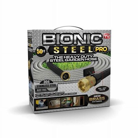 Bionic Steel  0.62 in. Dia. x 75 ft. Pro Heavy-Duty Stainless Steel Garden Hose, Silver
