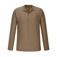 thumbnail image 4 of IROINNID Long Sleeve Pullover Shirts for Men Comfy Patchwork Color With Lapel Shirt Two-color Fashion Turndown Collar Blouse & Shirt,Khaki, 4 of 6